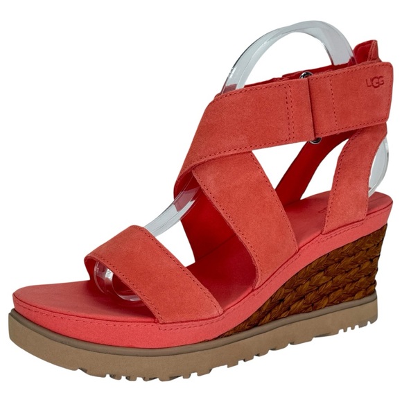 UGG Ileana Pink Suede Leather Womens Platform Sandals Size 10M - Picture 2 of 13